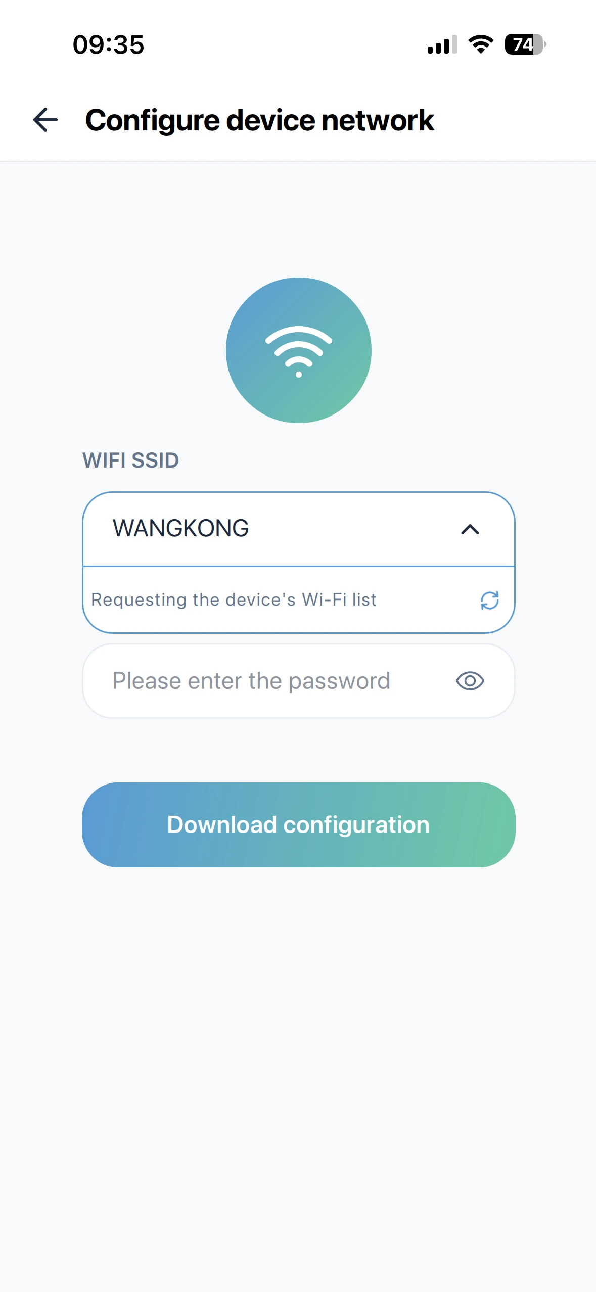 Monigear App - Lista de redes WiFi en el dispositivo