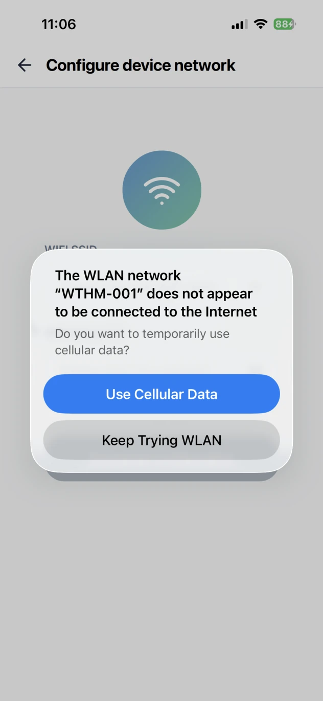 Monigear App - Aviso de WLAN 'Sin Internet' de iOS