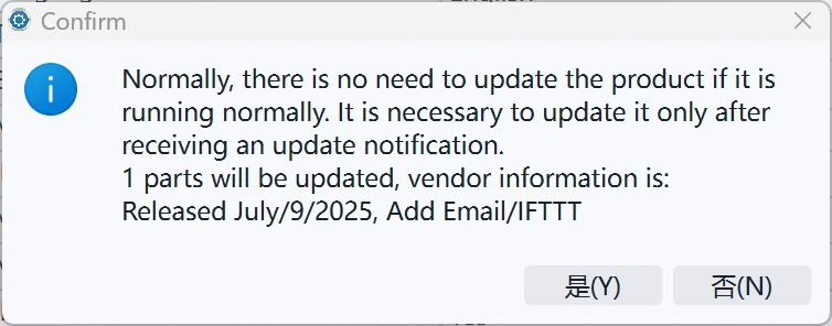 Diálogo de actualización en línea disponible